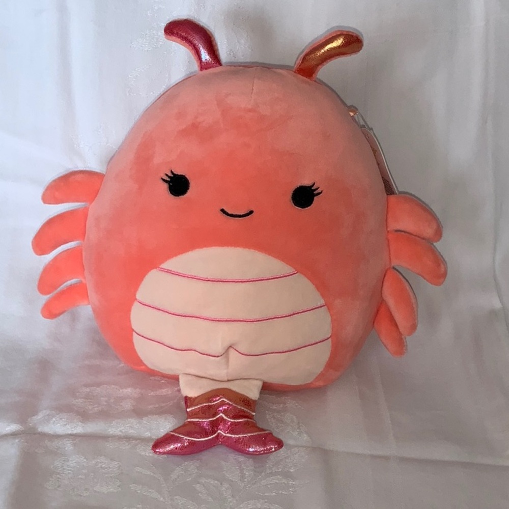 Squishmallows Simone 7” Shrimp Red Pink Sea Life Squad NWT